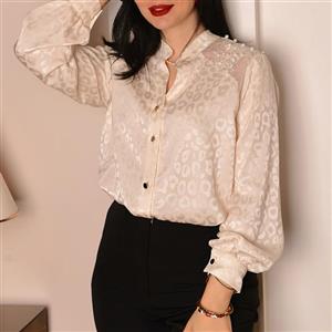 شومیز مجلسی پلنگی آستین گیپوردار آماندا|کد0683|