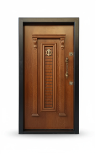 درب ورودی آپارتمانی ضدسرقت روکش راش رنگ گردویی مدل سپیدار ضد دیلم