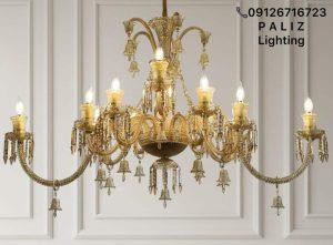 لوستر لاینر باکارات شاخه قایقی عسلی