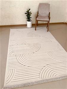 فرش پینترستی دلوکس سفید کد 5120 مینیمال و مدرن