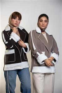 پالتو زنانه موهر نوار چرم خزدار