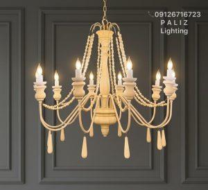 لوستر چوبی روستیک نئوکلاسیک رنگ کرم