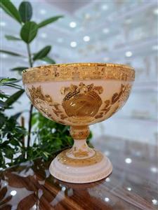 میوه خوری کریستال طلاکوب طرح ورساچه رنگ کرم سایز بزرگ دستساز 