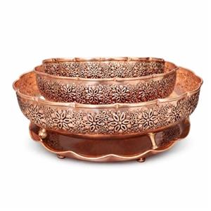 ست 4 تکه ظروف پذیرایی قلمزنی مسی مدل گلبرگ