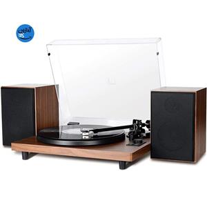 گرامافون چوبی رومیزی بلوتوثی با سیستم HiFi با دو بلندگوی جداگانه