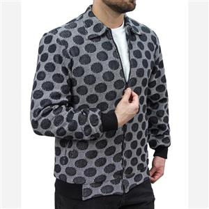 کاپشن مردانه کتی خاویاری زیپدار رنگ مشکی سفید کد 96302