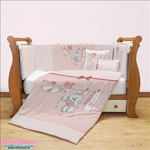 سرویس روتختی نوزاد برند مامز کیوتی (momscutie) مدل 7 تکه طرح خرگوش پرنس رنگ صورتی- قیمت ویژه