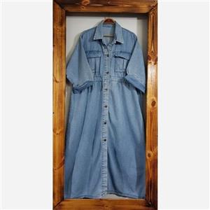 مانتو ماکسی بلند دکمه دار زنانه جنس جین شسته شده مدل دکمه دار آناشاپینگ
