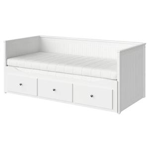 مبل تختخواب شو با ۳ کشو/۲ تشک، سفید سایز ۸۰x۲۰۰ ایکیا مدل HEMNES