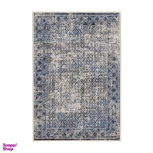 فرش ماشینی 1000 شانه اورکوم زمینه کرم حاشیه سرمه ای طرح مینیمال تیارا کد OR.1120.01
