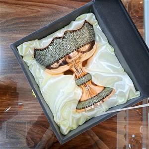 میوه خوری مس و خاتم سایز 20 به همراه جعبه جیر مناسب آجیل و تنقلات