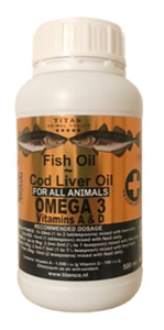 روغن کبد ماهی تیتان مناسب برای همه حیوانات Titan Fish Liver Oil Suitable For All Animals وزن 500 میلی لیتر