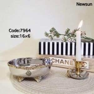 آجیل خوری هندی استیل برنج نیوسان مدل برگ کد 7964 