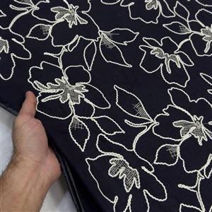 پارچه لینن اسلپ قیطان دوزی سرمه ای سیر 