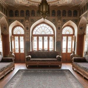 فرش ماشینی 700 شانه تراکم 2550 طرح آیناز ترمه ای