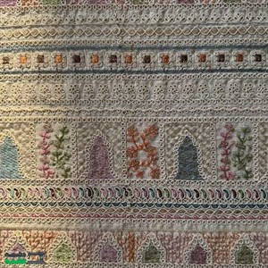 پارچه لینن سوزن دوزی کرم استخوانی