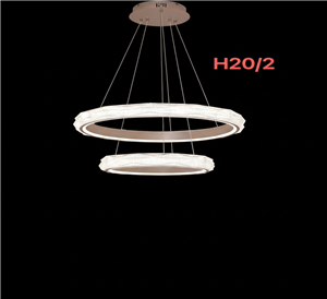 لوستر مدرن وارداتی H20/2 دو حلقه‌ای دوار با بافت کریستالی منظم 3 حالته (نچرال، آفتابی، مهتابی) ناب لوستر