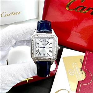 ساعت زنانه کارتیر دومونت چرمی دور قاب نگین موتور ژاپن کیفیت عالی A ضدآب قطر 28 میل کد 1922702
