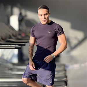 تیشرت ورزشی فیت شرت نایک سرمه ای