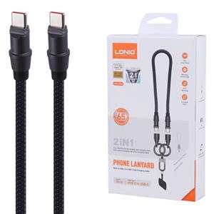 کابل کوتاه دو سر تایپ سی فست شارژ 65 وات الدینیو LC22C طول 30 سانتی متر