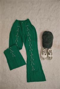 شلوار کتان بوتکات جلو زنجیری زنانه کد 4030106