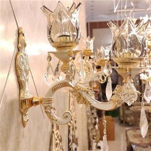لوستر دیواری مدل دو گل برنز شبخواب آباژور دیوارکوب برنزی چینی ایتالیا دو شعله چراغ خواب شب خواب تالار تشریفاتی
