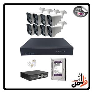 پک 8 عددی دوربین تحت شبکه 5mg سونی POEدستگاه 16کانال 4kهاپ سویچ poeهارد1 ترابایتاتصالات کامل