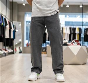 شلوار بگ مردانه ذغالی پارچه گرم بالا