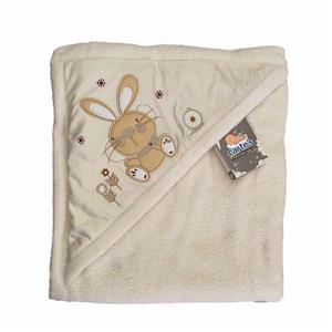 پتو دور پیچ نوزادی رنگ شیری طرح خرگوش