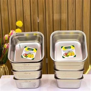 آبکش و لگن استیل 8پارچه مربع یونیک 