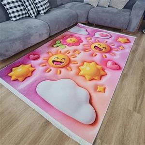 خرید فرش چاپی کودک هازان ترک سه بعدی طرح خورشید کد8100 (پس کرایه)