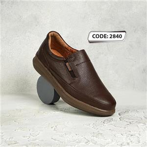 کفش چرم قهوه ای تیره زیره نسکافه ای (۲۸۴۰)