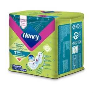 نوار بهداشتی بالدار نازک نانسی مدل extra coverage سایز خیلی خیلی بزرگ سه بسته 7 عددی