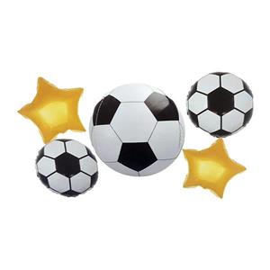 بادکنک فویلی مدل توپ فوتبال کد footbalB3 مجموعه 5 عددی