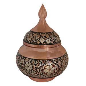 قندان مسی طرح نقره کوب الماس تراش گل مدل k144