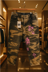 🌟 شلوار مام کاستوم Cross Design - واش اسید کمفلاژ 🌟