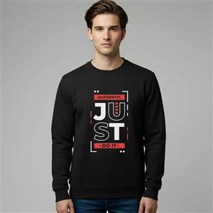 سویشرت دورس مشکی طرح Just Do It | استایل انگیزشی و اسپرت | کد T009