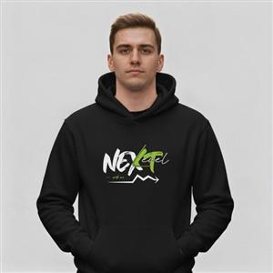 سویشرت دورس مشکی طرح Next Level With Me | استایل اسپرت و انگیزشی | کد T065