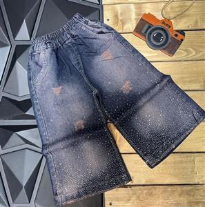 شلوار جین شافل دخترانه نگین‌دار