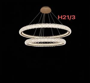 لوستر مدرن وارداتی H21/2 سه حلقه‌ای با گوی‌های کریستالی درخشان 3 حالته (نچرال، آفتابی، مهتابی) ناب لوستر