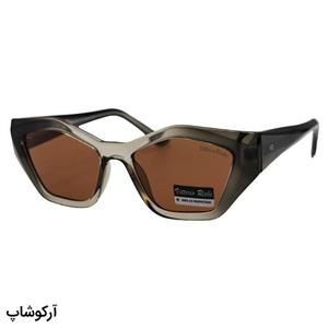 عینک آفتابی زنانه ویتوریو ریچی با فریم چندضلعی، رنگ طوسی، دسته سیم‌دار، لنز قهوه‌ای تیره و پلاریزه مدل 9845