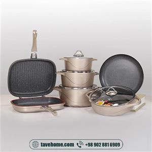 سرویس قابلمه و تابه گرانیتی 11 پارچه کی مولر مدل ایتالیا