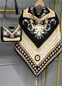 ست کیف و روسری سورنا مشکی طلایی (B2)