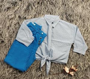 شومیز راه راه جلو گره ای زنانه کد 403043
