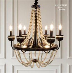 لوستر چوبی فلزی مهره ای