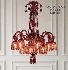 لوستر کریستال باکارات مدل شاخه واژگون زرشکی