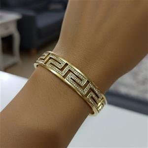 دستبند النگویی استیل طرح طلا، رنگ ثابت و ضد حساسیت با آبکاری مشابه طلا طرح ورساچه کد 02