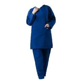 ست اسکراب زنانه آستین بلند آبی کاربنی طب پوش کد 202