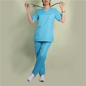 ست اسکراب زنانه آستین بلند آبی کاربنی طب پوش کد 202