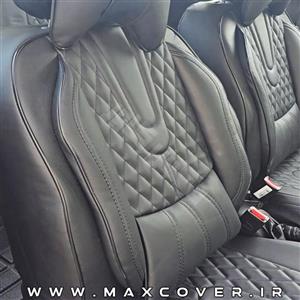 روکش طبی صندلی اطلس چرم مشکی با دوخت کرم